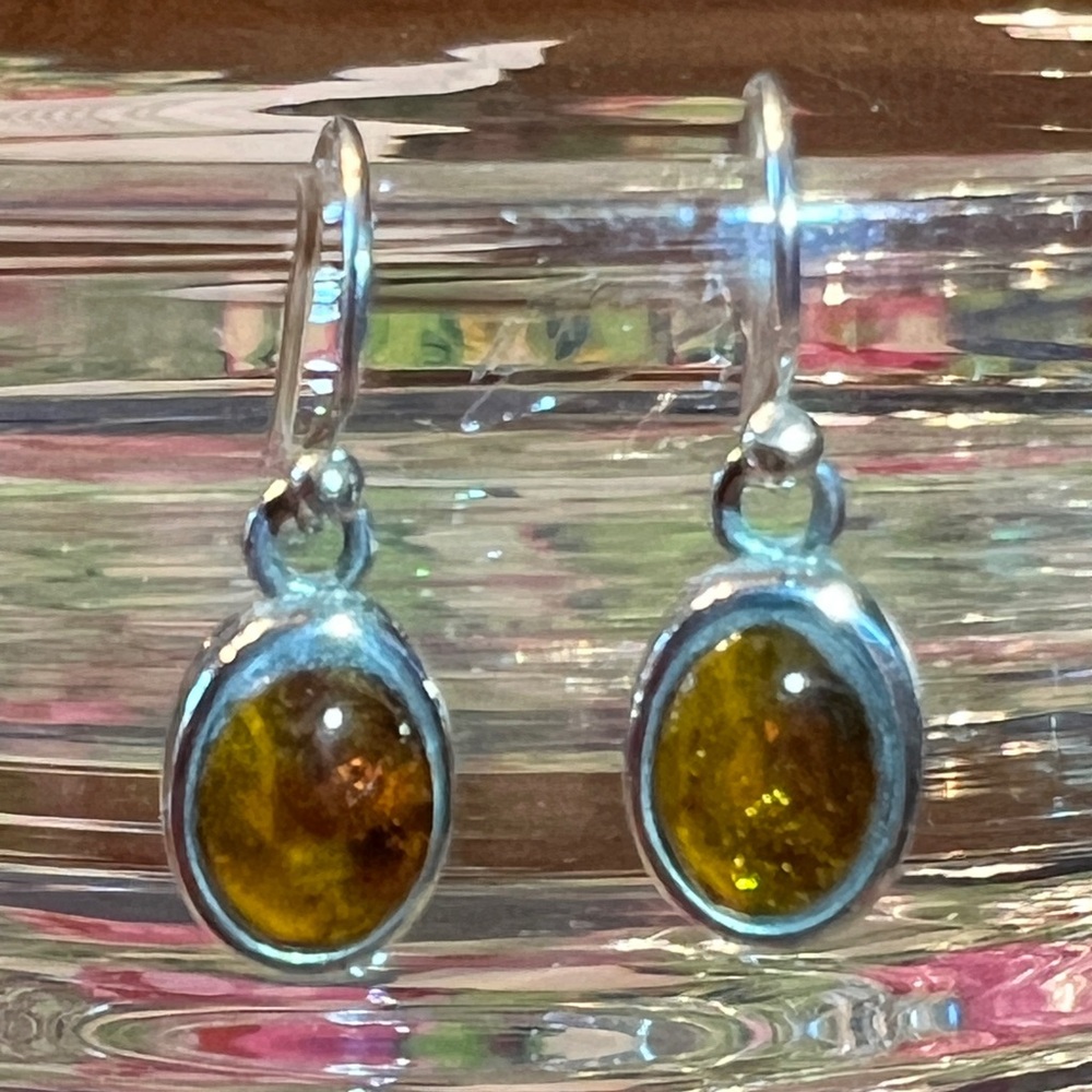Elegant Silver and Amber Earrings by Barse